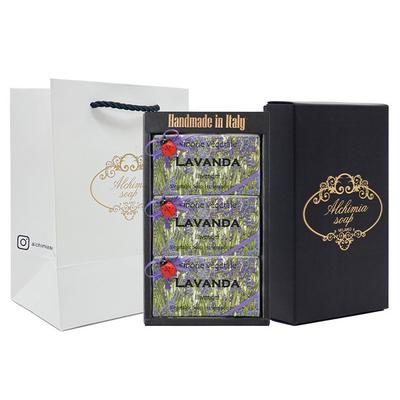 Alchimia Handmade Soap 3-piece Gift Set + Shopping Bag, LAVANDA (lavender), 1 Set, 600g