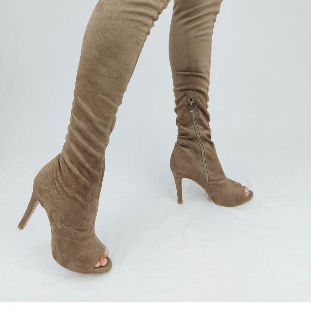 

Женские модные норковые замшевые эластичные туфли на каблуке выше колена