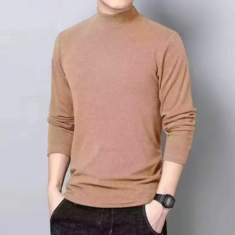 German velvet bottoming shirt men's autumn and winter velvet semi-turtleneck long-sleeved shirt boys' autumn clothes men's autumn clothes