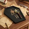 Waterproof Bathroom Counter Organizer Halloween Gothic Serving Tray with Engraved Skeleton, Wooden Charcuterie Board, Casket Spooky Party Snack Shape
