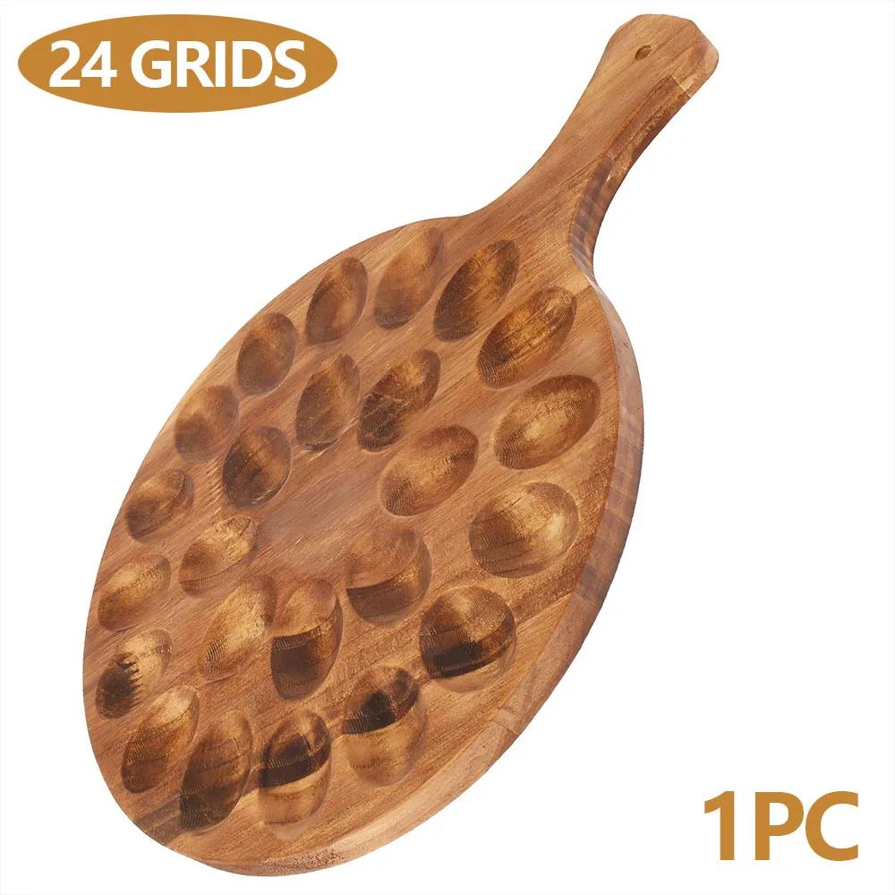 Dřevěný kulatý servírovací podnos na vejce, charcuterie deska, multifunkční držák na plněná vejce, velkokapacitní talíř do kuchyně, lednice