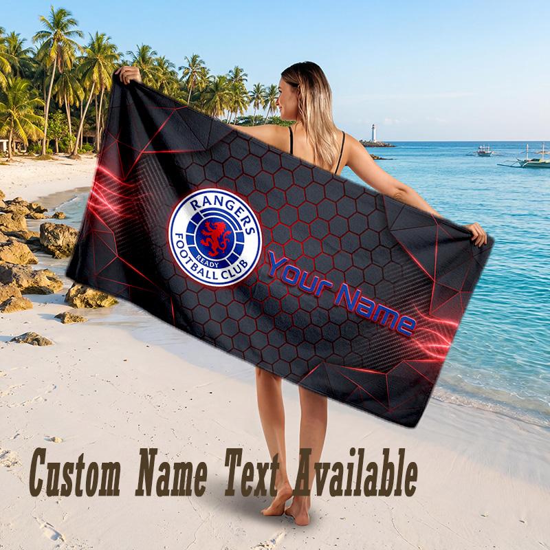 Rangers FC Design Beach Towel Custom Text Large Towel for Beach Vacation