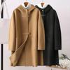 Winter Overcoat Women Coat Long Sleeves Single-breasted Hooded Solid Color Pockets Keep Warm Cardigan Single Side Cashmere Wool Large Size Thick Lady