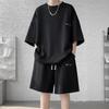 Autumn Waffle Sets Men's Casual T-Shirts + Shorts Set Male Sports Basketball Suit Tracksuit Loose Thicken Suits