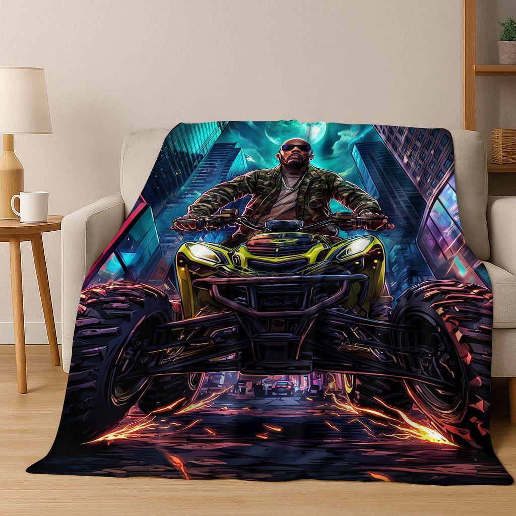 3D Top Rapper Legend Star Art Cartoon Hip Hop Flannel Blanket,Cozy Soft Throw Blanket for Home Bedroom Bed Sofa Cover Gift
