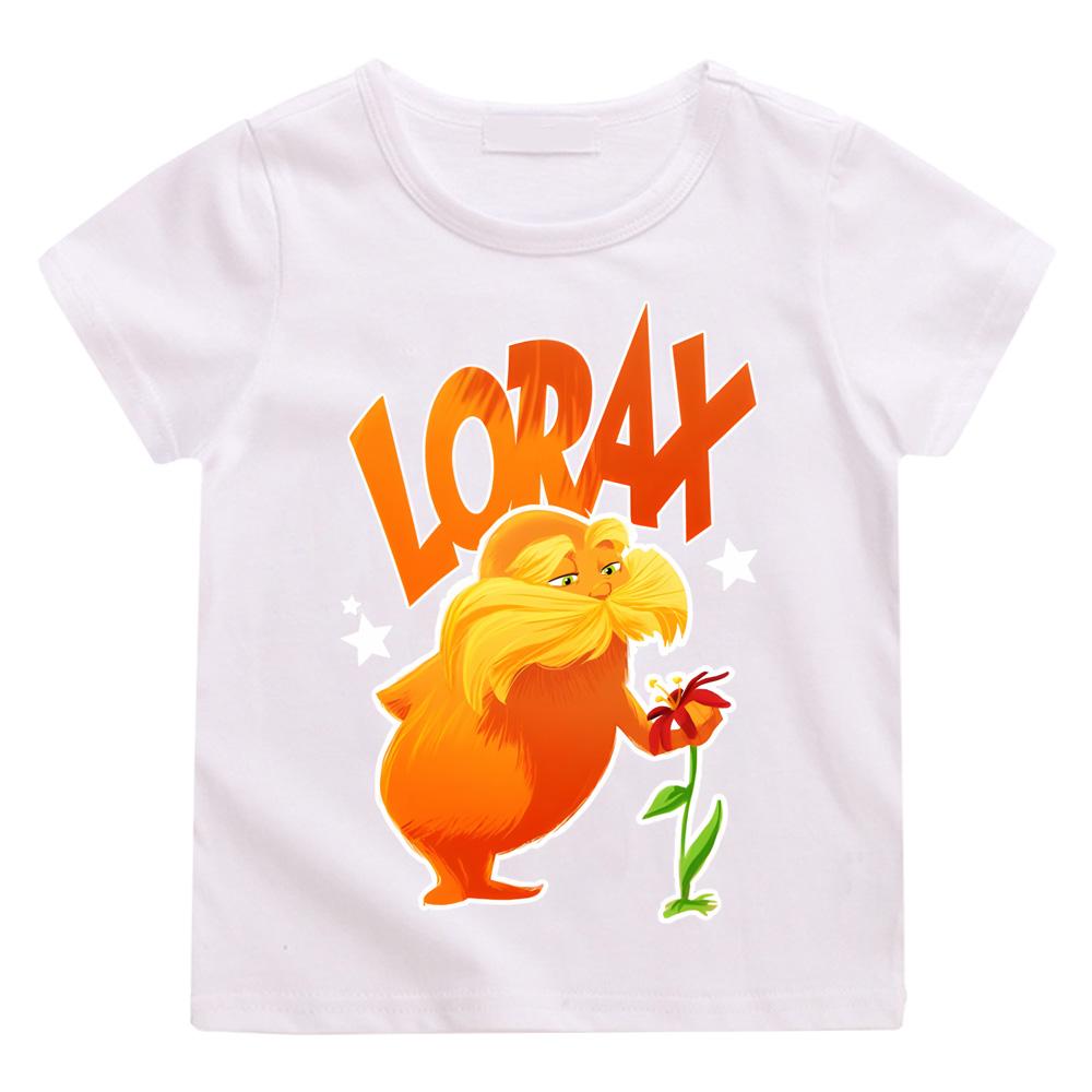 

The Lorax Kids T-shirts Kawai 100% Cotton Tees Fashion Short Sleeve Spring Summer Tops Slight Strech Crew NeckT-shirt 100 белый