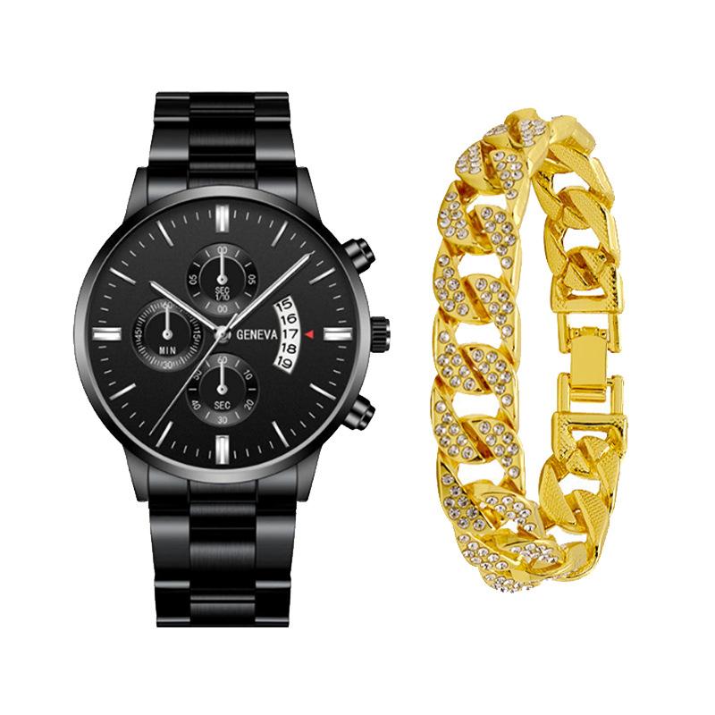 Watch Calendar Steel Strap Watch Men'S Large Dial Quartz Watch Men'S Suit