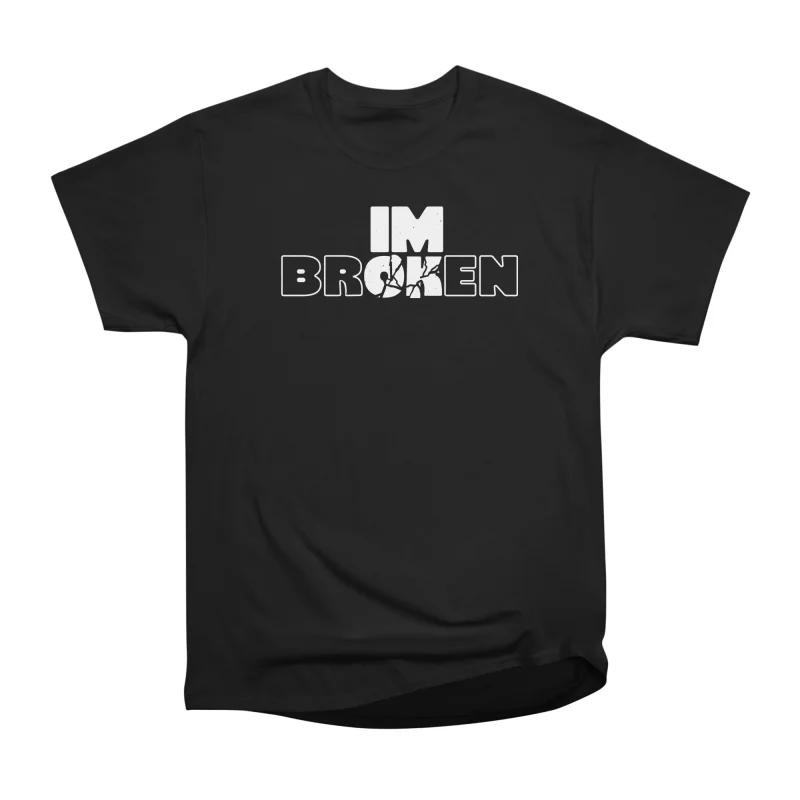 Men Casual Shirts Short Sleeves IM OK BROKEN Black Tees Oversized T-shirts