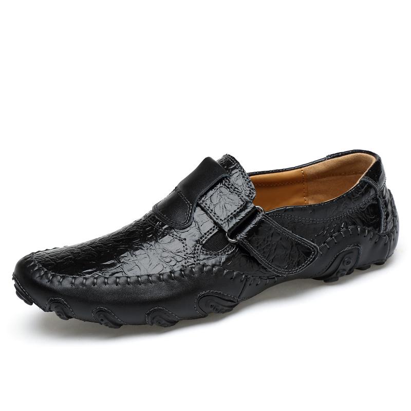 

British Style Men Casual Shoes Loafers Genuine Leather Men Shoes Moccasins Leather Shoes Men Driving Shoes 46 чорний