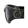 Philipp Plein Nylon Sunglasses Black Black Silver Shield Frame