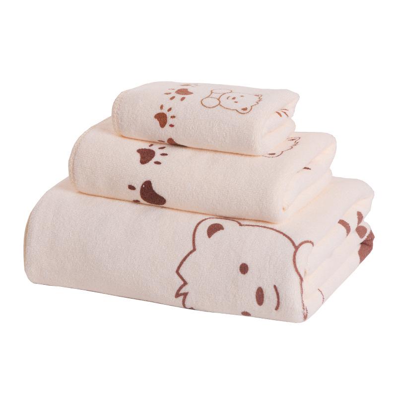 Cartoon Bath Towel Set: Absorbent, Large, 3-Piece Gift Box for Women