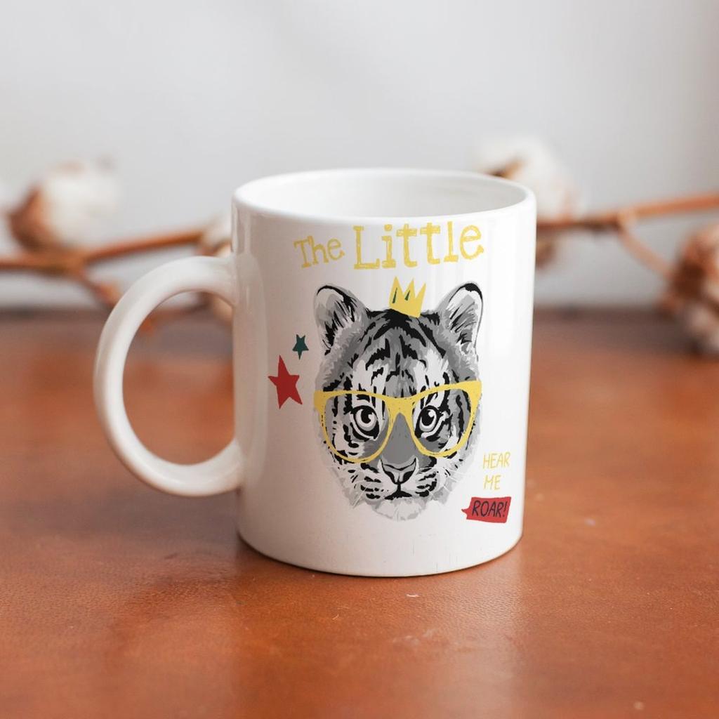 1 Stück 11oz Weiße Keramiktasse mit beidseitig bedrucktem Muster Starke Kaffeetasse Geeignet für Zuhause, Büro, Geschenkverwendung