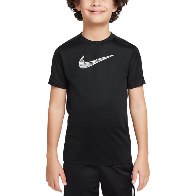 

Nike T-Shirt Logo Print Round Neck Short Sleeve Kids tops Black HF8079-010 S