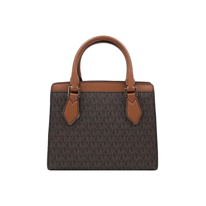 Michael Kors Mk Mott Vintage Color Block Logo Tote Bag Crossbody Bag Women Bags Brown 35T0GOXM2B-BROWN
