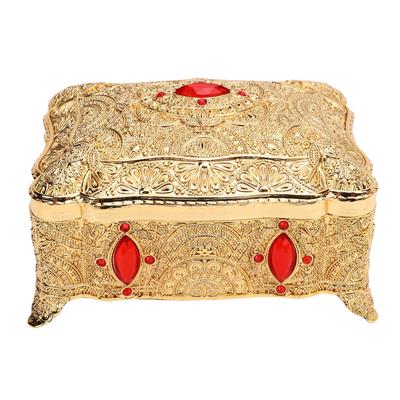 Vintage Jewelry Box Metal Velvet Lining Rectangular Exquisite Retro Jewelry Organizer Trinket Box