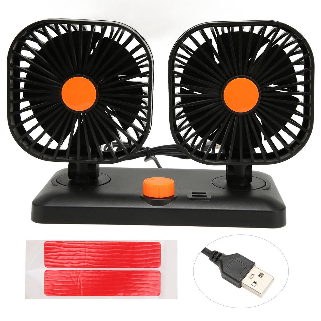 Dual Head Car Cooling Fan High Power 360 Degree Rotatable Quiet Portable Cigarette Lighter Fan for Truck SUV RV ATV Boat