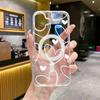 For Samsung Galaxy S25 S24 S23 S22 Ultra Plus FE Clear Magnetic Phone Case Simple White Love Heart Wireless Charging Back Cover
