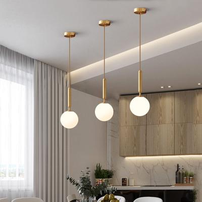 Milk Ball Chandelier Lighting Modern LED Glass Pendant Light Brass Bedroom Dining Stairs Ceiling Hanging Lamp Lustres Room Decor