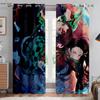 Hot-Blooded Anime Cartoon Style Print Print Window Curtains Black Silk Light Blocking Window Curtains Bedroom Space Living Space Study Kitchen