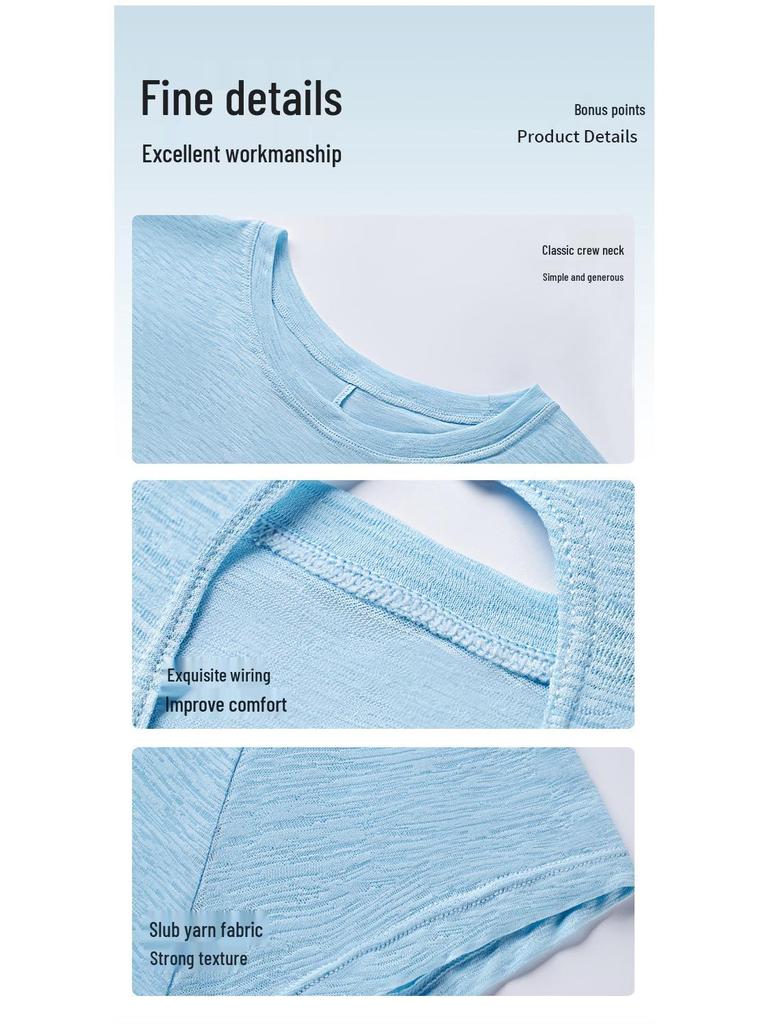 High-End Damen Slub Garn Aushöhlung Rücken Outdoor Sport Top – Atmungsaktiv, Rundhalsausschnitt, Kurzarm Fitness Yoga Überwurf für den Sommer.