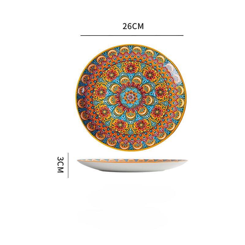 26cm Ceramic Plate Large Plate High-end Feel Household Porcelain Plate Western Plate Steak Plate Shallow Plate Flat Plate
