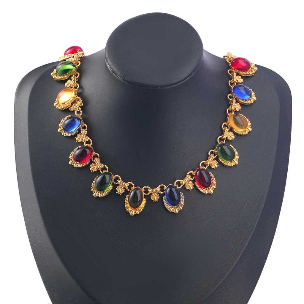 Ladies Vintage Baroque Choker Women Resin Necklace Party Wedding Jewelry Accessory
