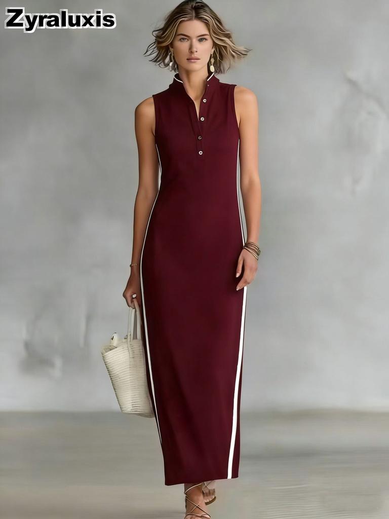 New Style Women's Button-Down Sleeveless Long-Sleeve Slim Fit Dress