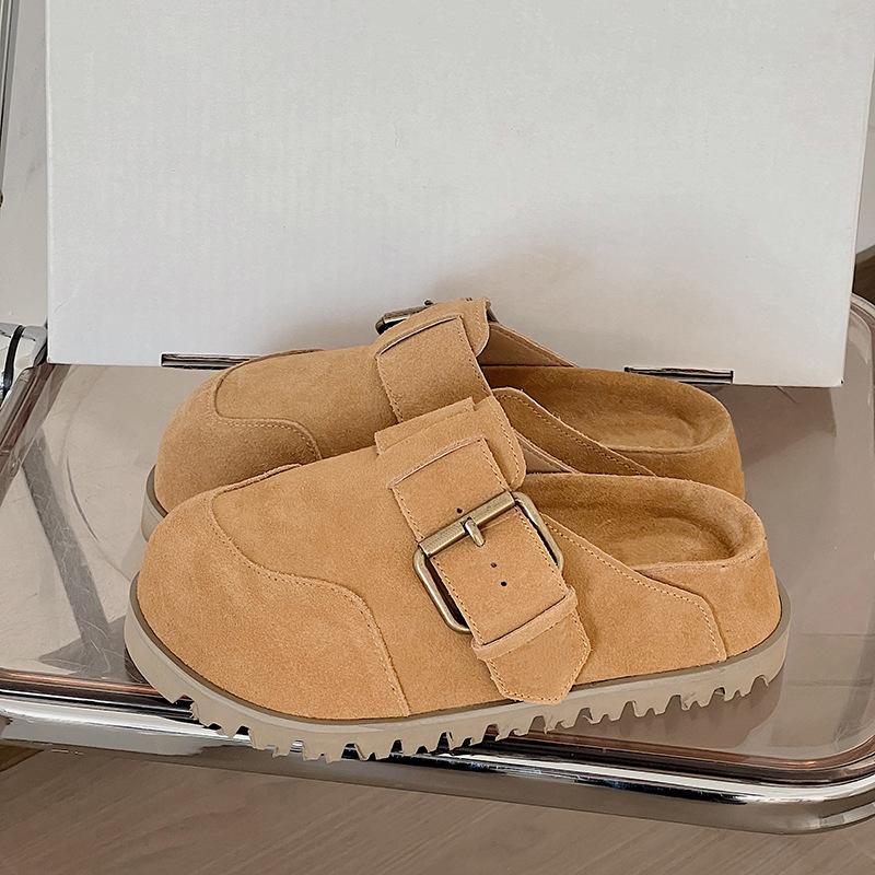 New bag head thick-soled slippers women's retro outer wear one pedal and half drag