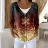 Women's Fashion Long Sleeve Christmas Snowman Snowflake Print Jacket Cardigan
