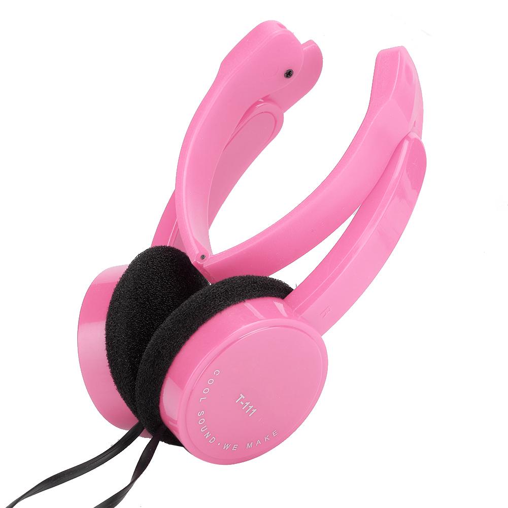 Foldable Wired Stereo Headset Children Headphone with Microphone for Smartphone TabletPink