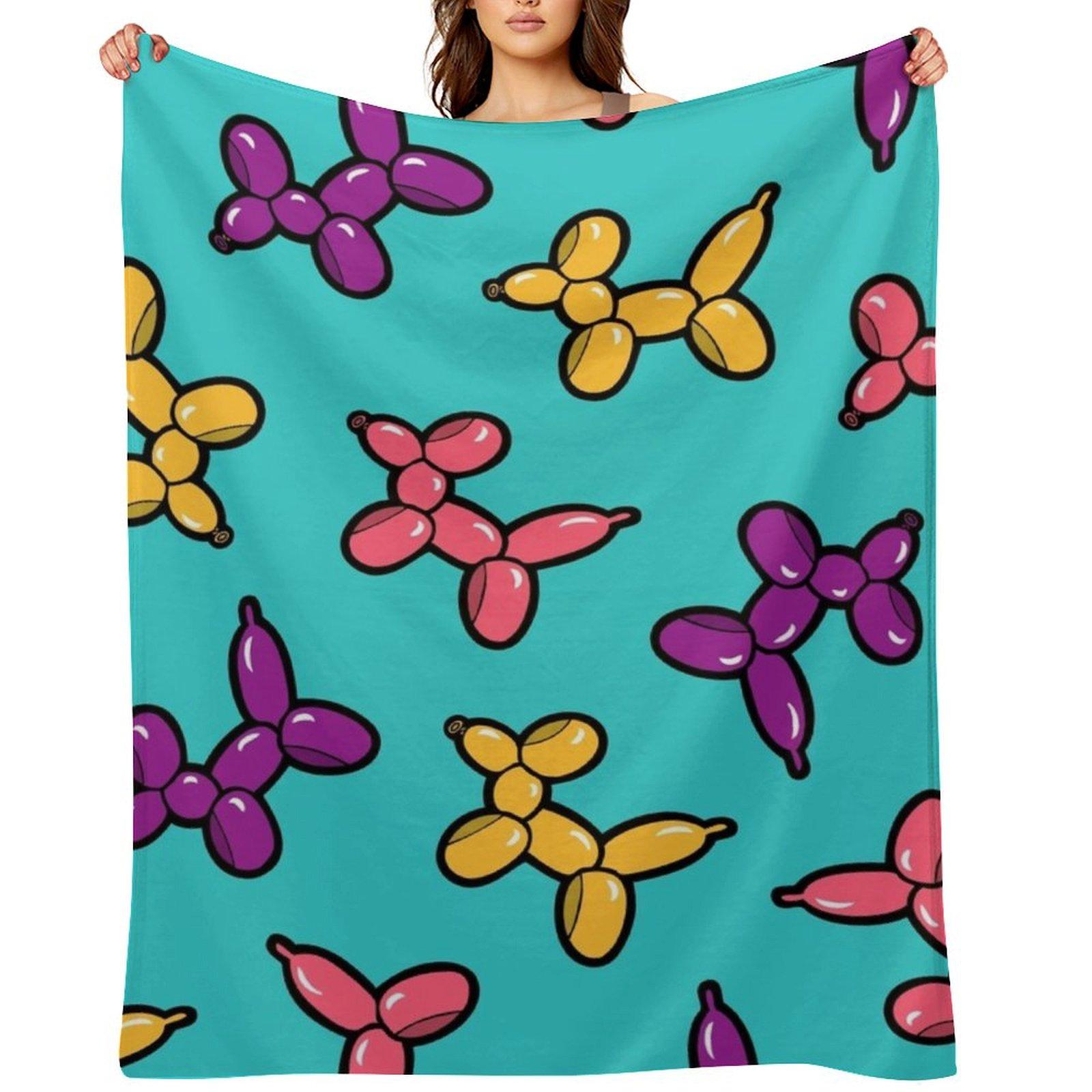 Balloon Animal Dogs Pattern in Blue Throw Blanket Winter beds Thermals For Travel sofa bed for babies Blankets 30x40in