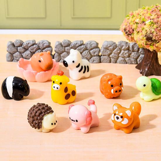 Mini Resin Animals Figurines Cute Tiny Cat Bear Elephant Turtle Dolphin Miniature Statue for Micro Fairy Garden Landscape Dollhouse Accessories