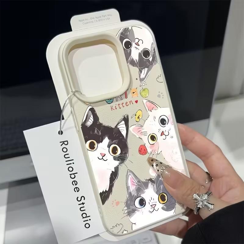 Süße Katze Weiche Silikon Handyhülle für iPhone 17 Air 16 15 14 Plus 13 12 11 Pro Max X XR XS 14 Plus 16E Schutz Rückseite Abdeckung