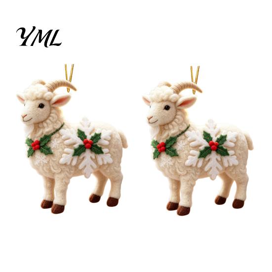 Christmas Home Decor Sheep Hanging Ornament with Snowflake Decor, 2D Flat Acrylic Pendant Ornaments Rope for Holiday Tree Party Supplies Festive