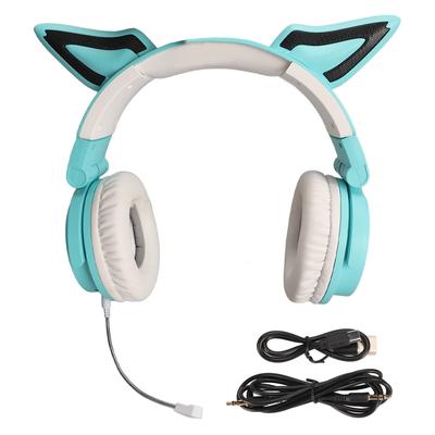 RGB Cat Ear Headset Bluetooth 5.3 Wireless Noise Reduction Type C Foldable Gaming Headset with