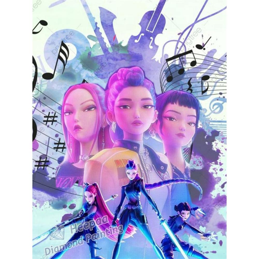 

Kpop Мисливці на Демонів Фільм 5d Алмазна Мозаїка Фантазійний Саджа Демон Хлопчики Аніме Румі та Джину Зроби Сам Вишивка Хрестиком Фото Мозаїка Декор Round 50x70cm