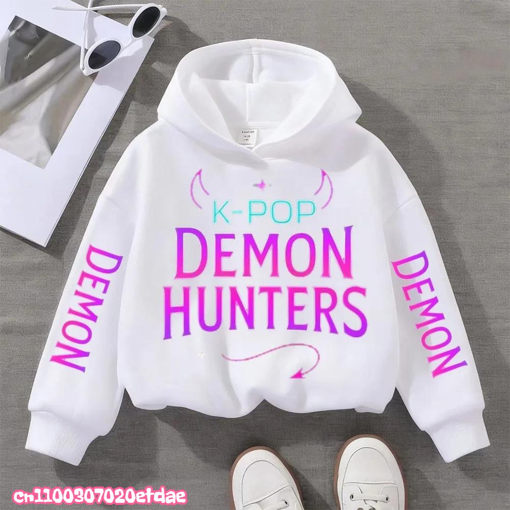 Children's KPop Demon Hunters Hoodies Girls Pink Boy Pink Tops Sweatshirt Long Sleeve Pullovers Coat Autumn Winter Casual Hooded