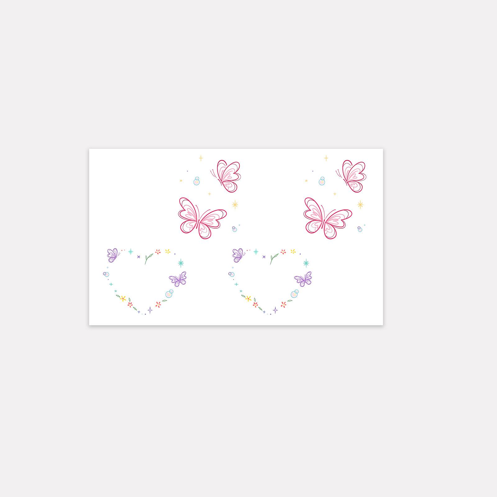 High Sense Dopamine Cute Babes Colorful Love Butterfly Tattoo Sticker 15*9