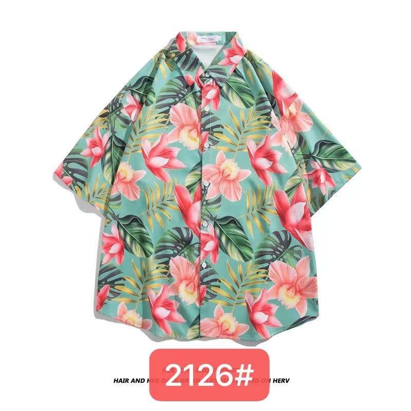 Hot-selling Couple Flower Shirt South East Asia Style Hawaiian Beach Wear Loose Casual Jacket Spot