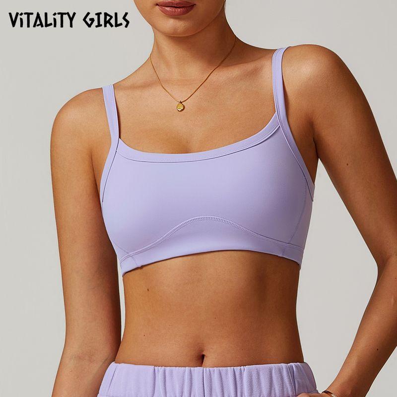 

Vitality Girls Fashion Yoga Intimates Bare Back Sports Shock Relief Nude Feel Workout Bra Wait Lifting Outwear Romantic purple L