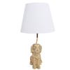Retro Resin Dog Table Lamp Bedside Night Light with White Polyester Shade for Home Bedroom Office Decoration US Plug