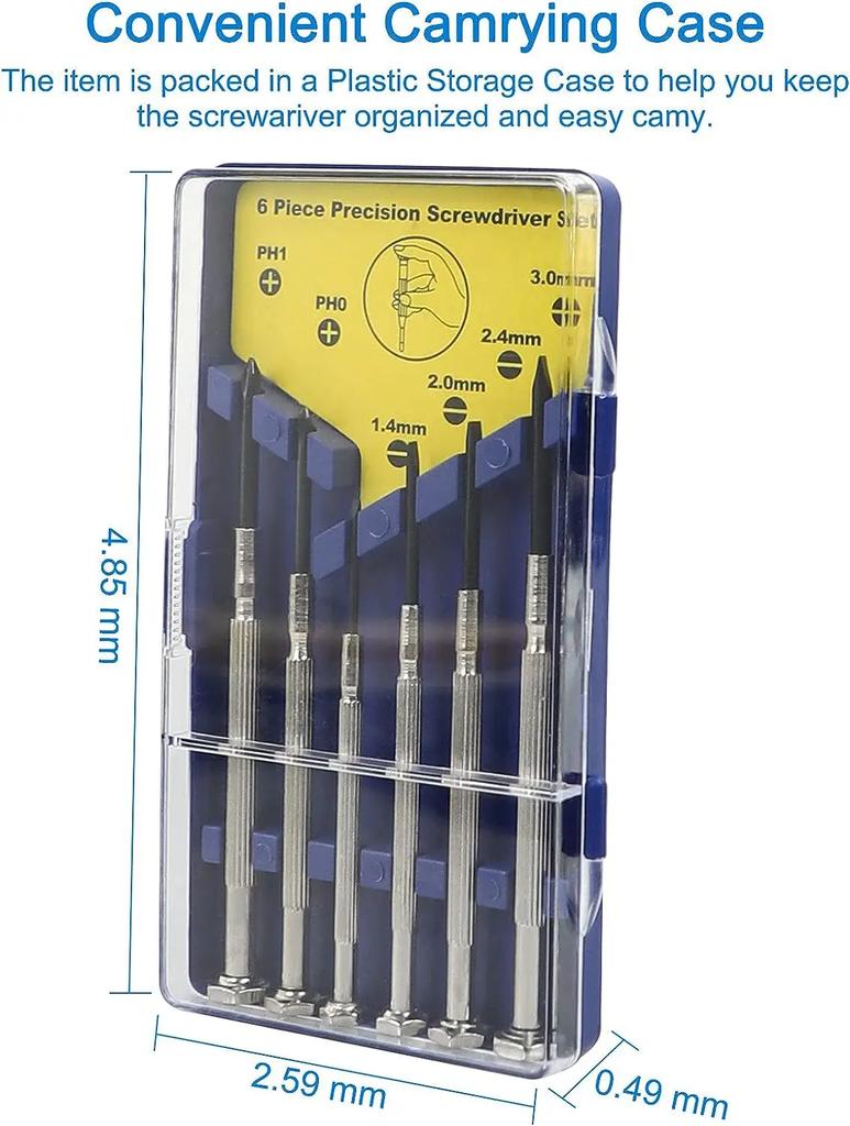 6 STÜCK Präzisionsschraubendreher-Set mit Schlitz und Philips 6 verschiedenen Größen für Uhren, Uhr, Brillen, Elektronikreparaturwerkzeug