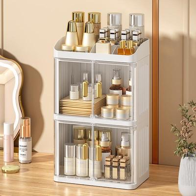 Organizzatore di lusso per la cura della pelle e rossetti: Scatola Portaoggetti da Tavolo Antipolvere Multistrato per Toelette