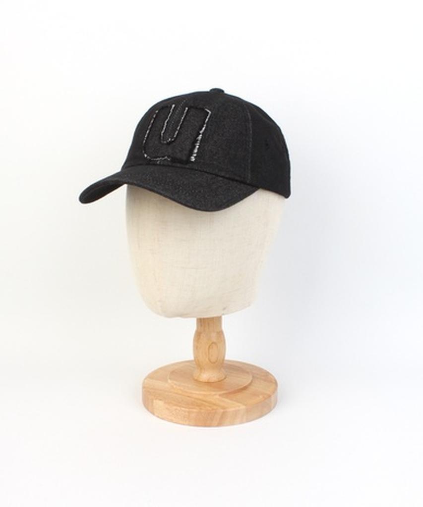 Yunibeosyeolkemiseuteuli Applique U Black Denim Ballcap Washed Ballcap