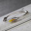 Personality Lotus Leaf Design Chalcedony Stone Ethnic Style Vintage Thai Silver Ladies Bangle Jewelry For Women Birthday Gifts