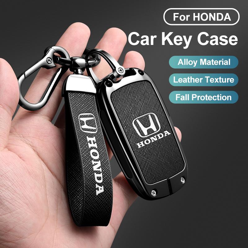 Leather Car Remote Key Case Cover Protector Key 2/3/4 Buttons Shell Fob Keychain For Honda Civic Accord HR-V CR-V CRV 2022 2023