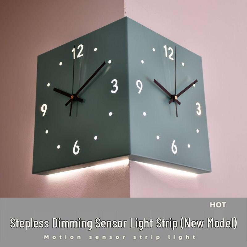 Creative Modern Double-Sided Wall Clock for Living Room – Stylish Corner Design, Minimalist Ins Style