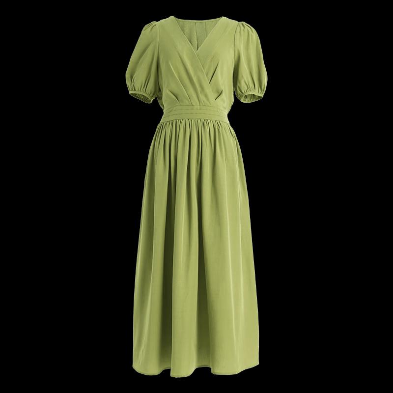 Elegant Short-Sleeve Midi Dress