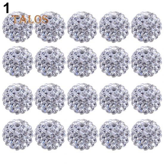 20Pcs 10mm Czech Crystal Stones Pave Clay Round Disco Ball Spacer Beads Accessories