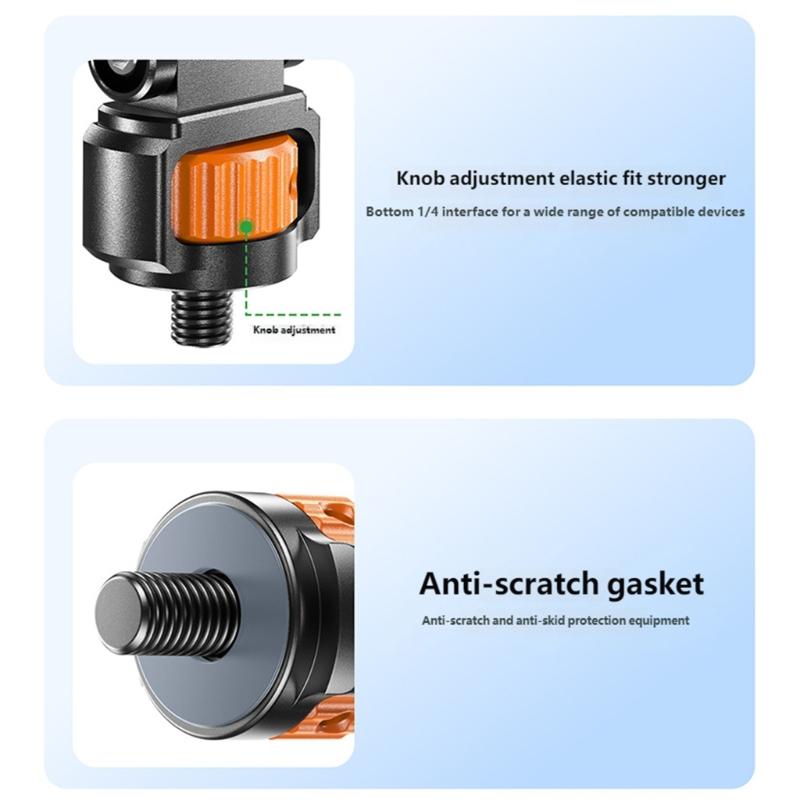 Aluminum Magnetic Phone Holder Anti Shake 360 Degree Rotating 1/4inch Screw Mount for Secure Phone Attachment Portable